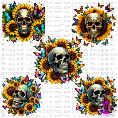 Skulls with Sunflowers