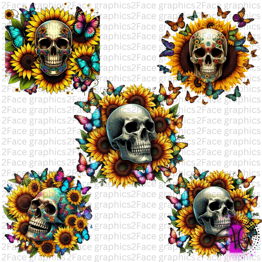 Skulls with Sunflowers