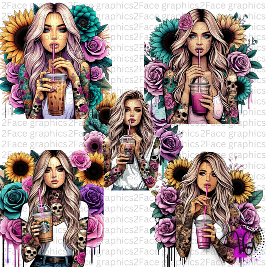 Blonde Hair Tattoo Girl 20oz wrap