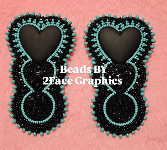 Turquoise black heart,bear claw, turtle