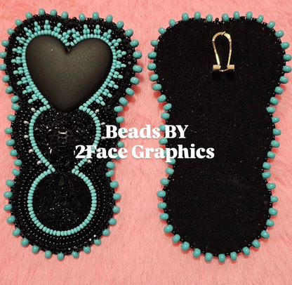 Turquoise black heart,bear claw, turtle