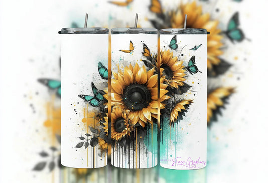 Sunflower & Butterfly Tumbler 2Face Graphics