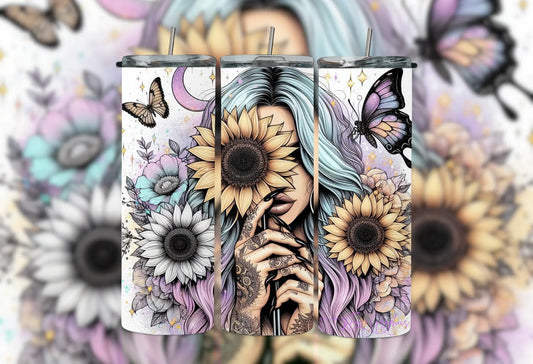 Sunflower Butterfly's Hiding Tumbler 2Face Graphics