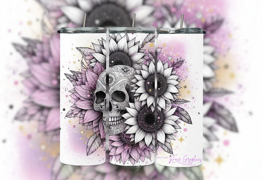 Watercolor Sugar Skull Tumbler 2Face Graphics