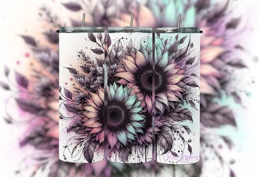 Watercolor Sunflower Tumbler 2Face Graphics