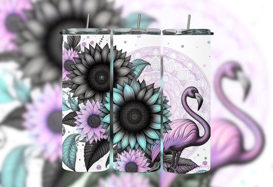 Watercolor Turquoise Purple Flamingo Tumbler 2Face Graphics