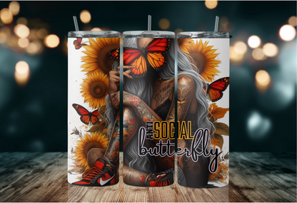 anti social orange butterfly