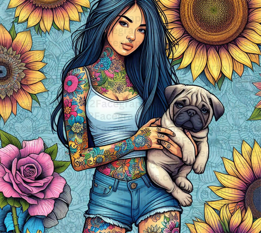 Girl with Pug dog WRAP