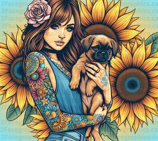 Girl with Pug dog 2 WRAP