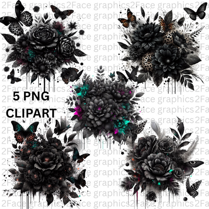 Dark Butterfly Flower Bouquet
