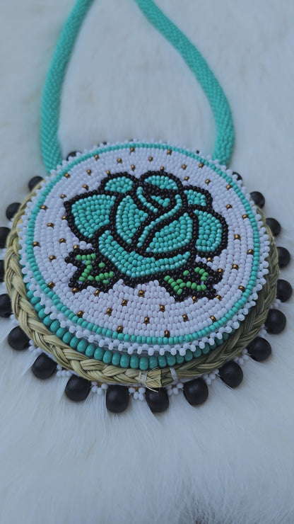 Turquoise rose medallion spinner blue led