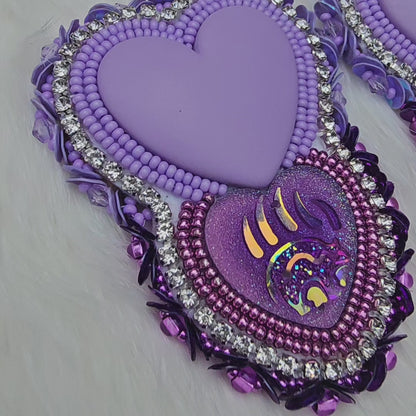 Lilac heart with purple sparkling bear claw
