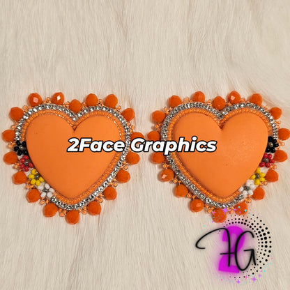 Orange beaded heart