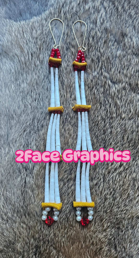 Red crystal dentalium earrings 2Face Graphics