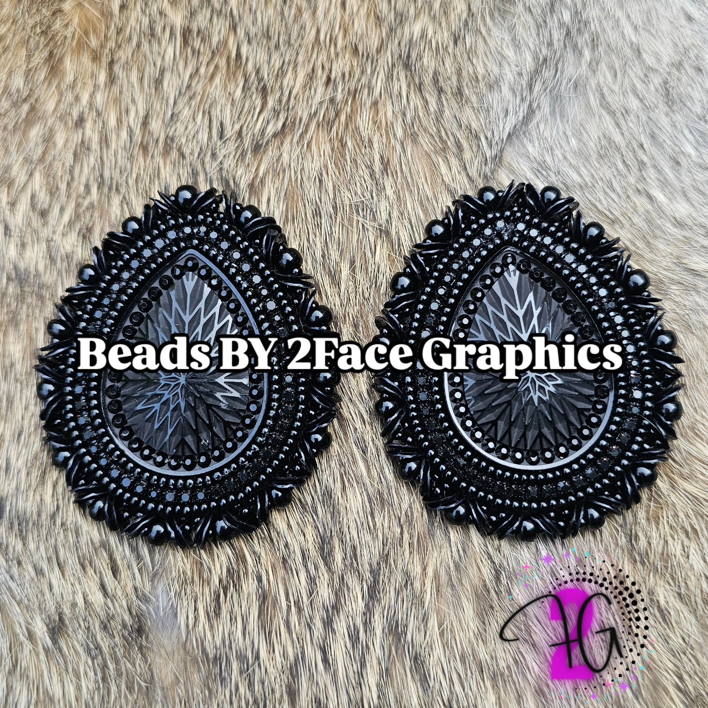 Beaded Black tear drop