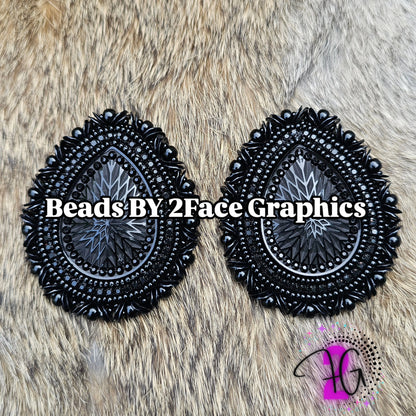 Beaded Black tear drop