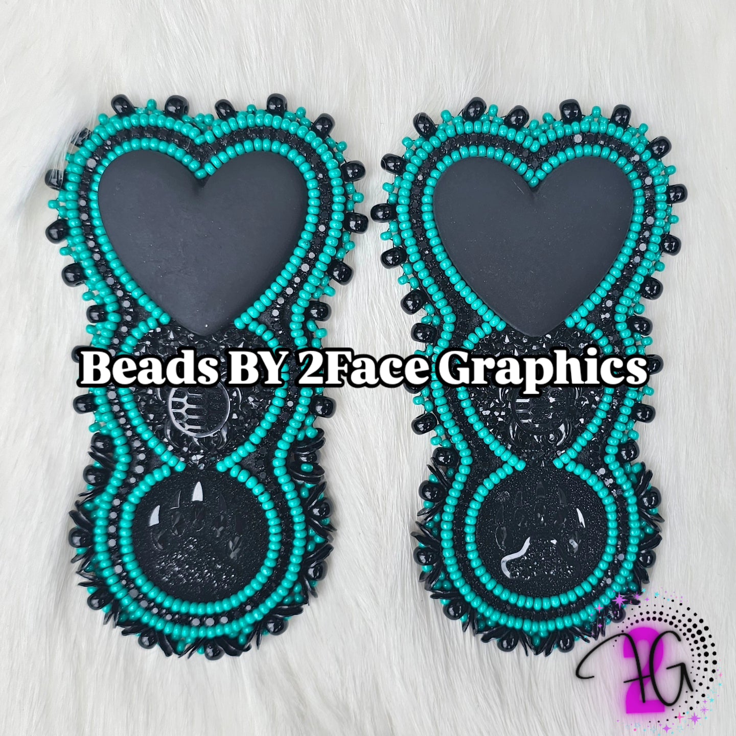 Black rhinestone with terra intensive green beads,black heart,bear claw, turtle