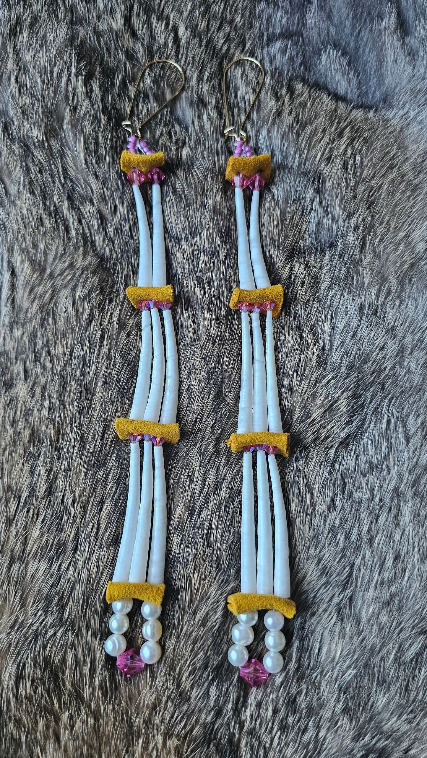 Pink crystal dentalium earrings 2Face Graphics