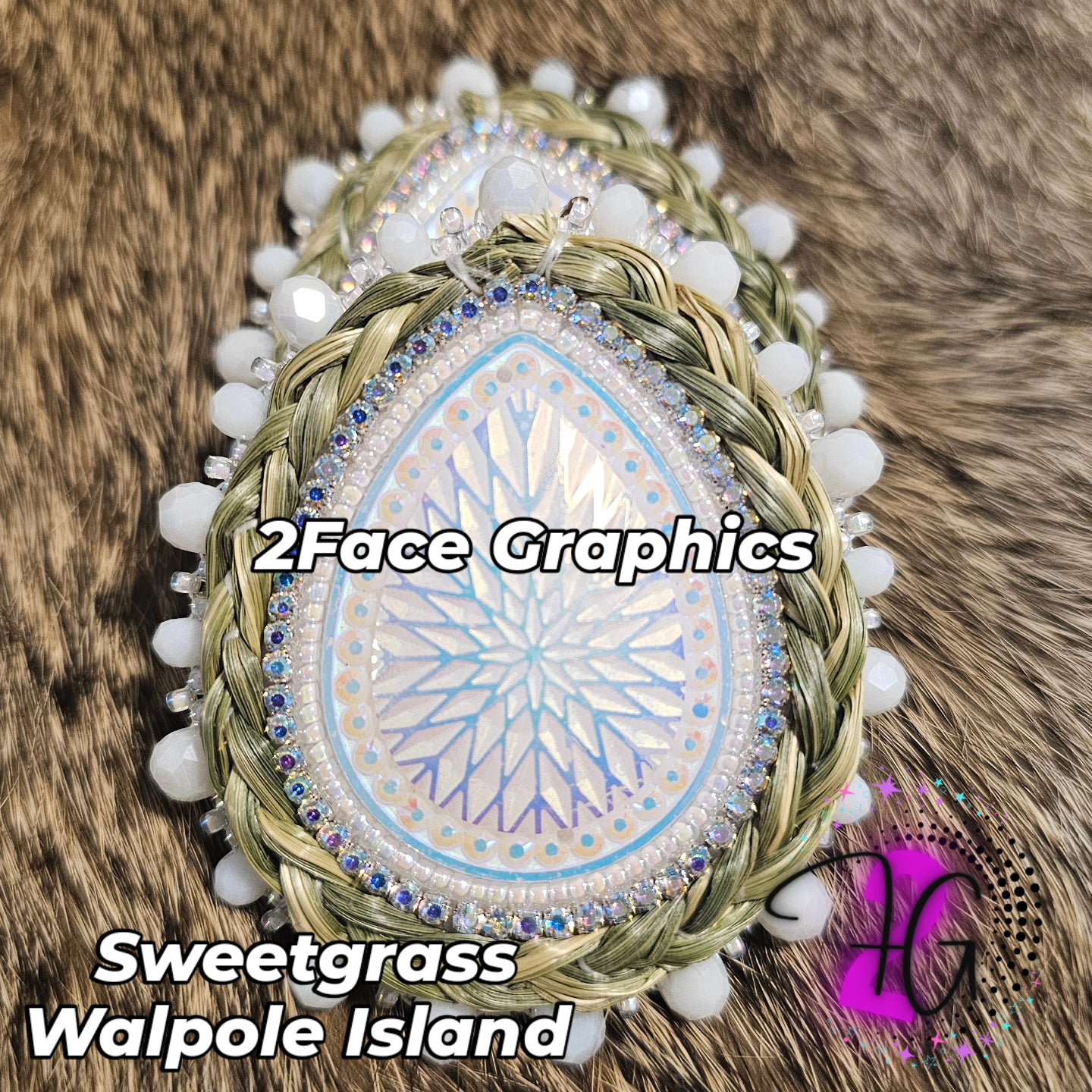 Sweetgrass teardrop beaded earrings AB crystal