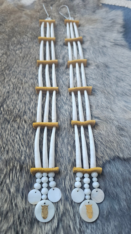 Owl dentalium earrings 2Face Graphics