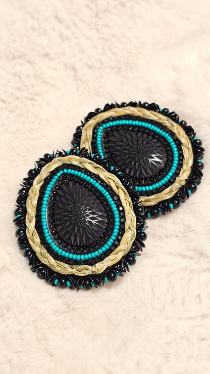 Sweetgrass beaded teardrop