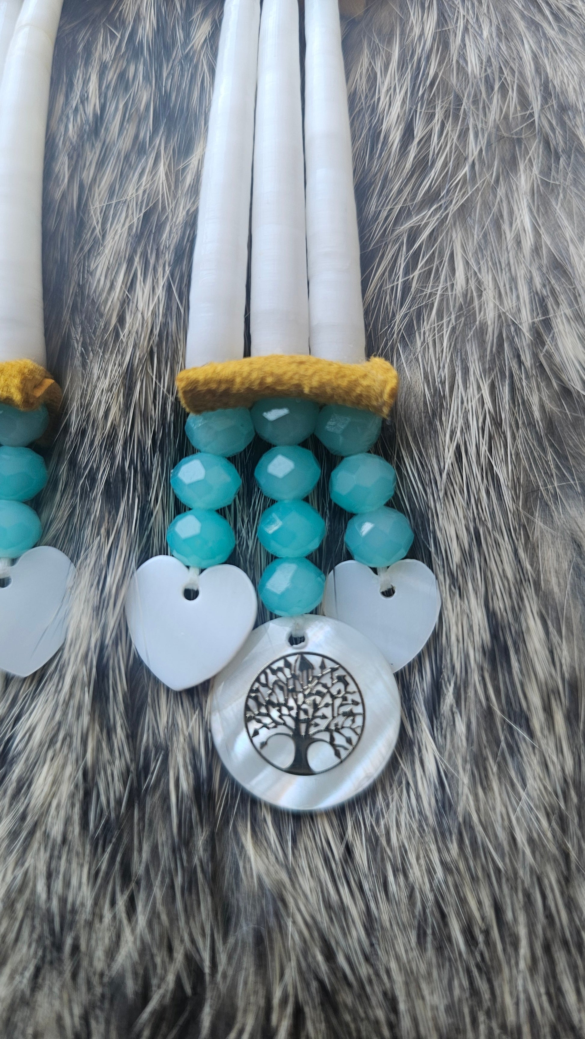 Turquoise dentalium earrings 2Face Graphics
