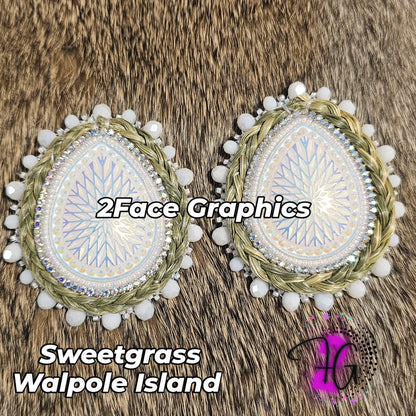 Sweetgrass teardrop beaded earrings AB crystal