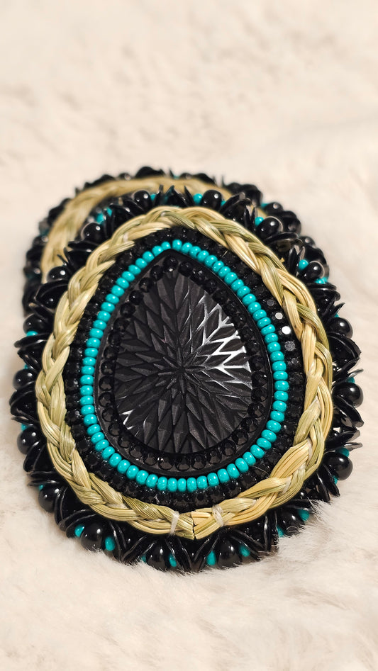 Sweetgrass beaded teardrop
