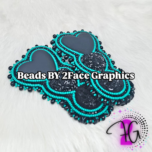Black rhinestone with terra intensive green beads,black heart,bear claw, turtle