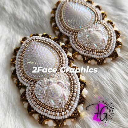 White gold beaded turtle tear drop 2Face Graphics