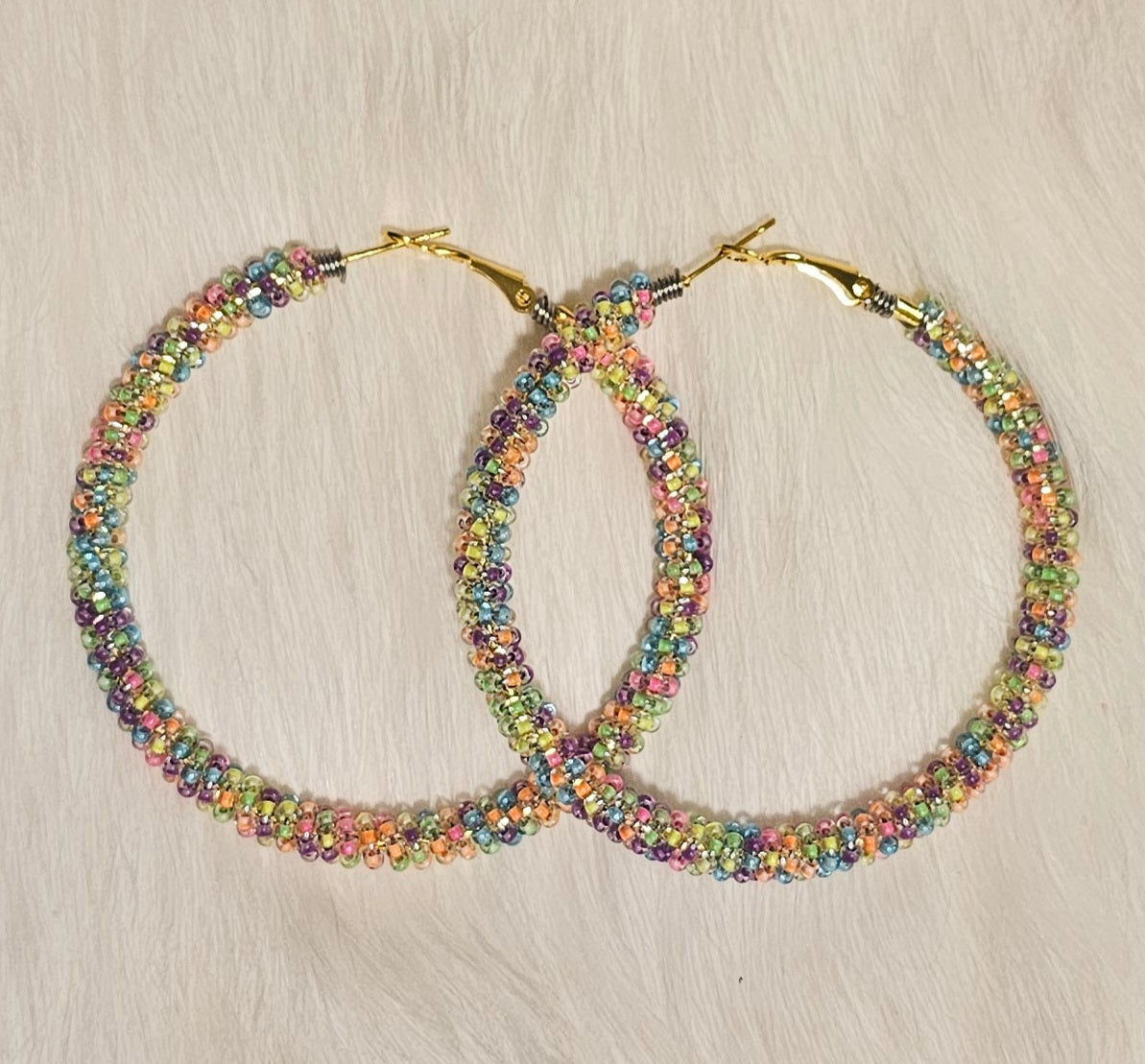 60mm Hoop beaded earrings 2Face Graphics