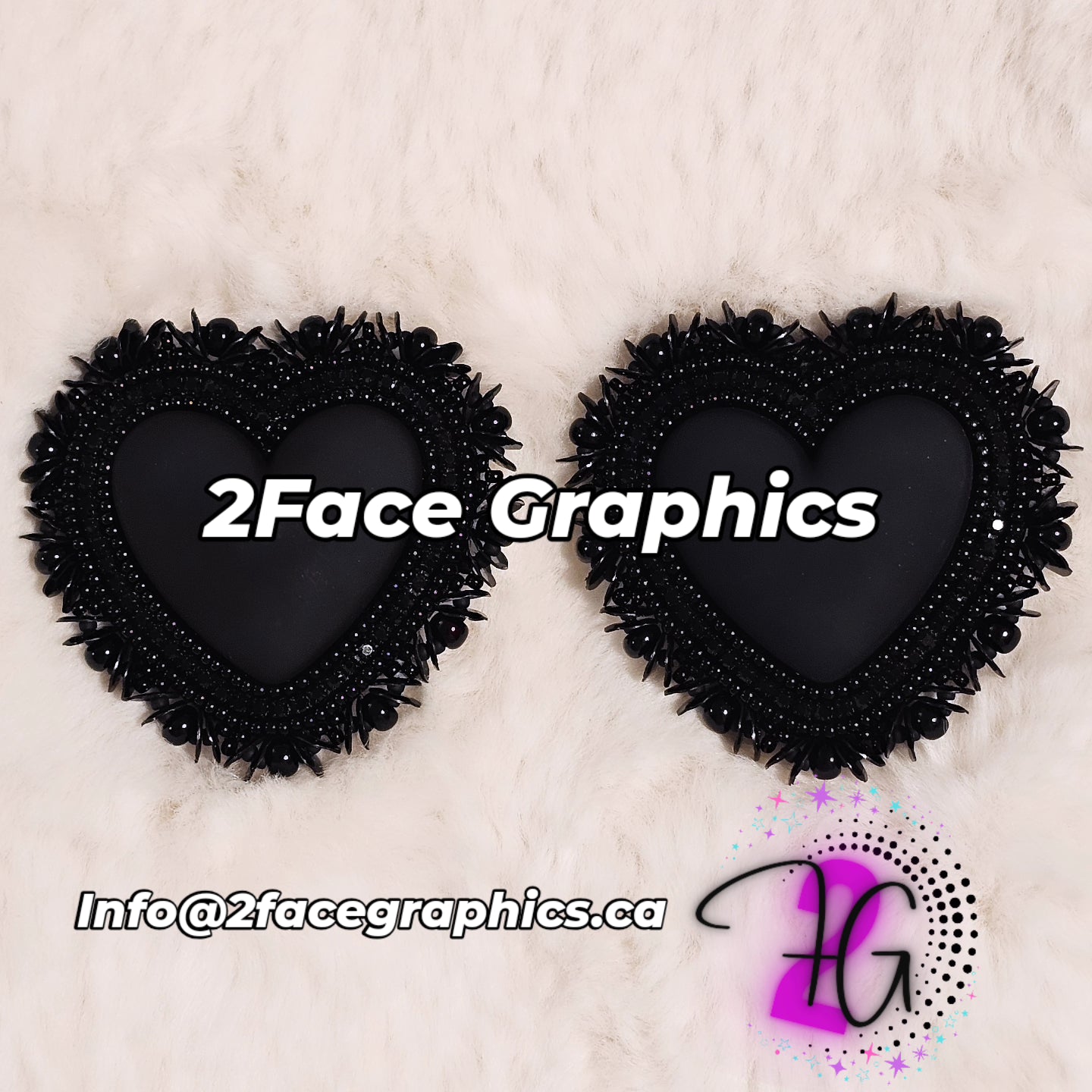 Double beaded edge black heart