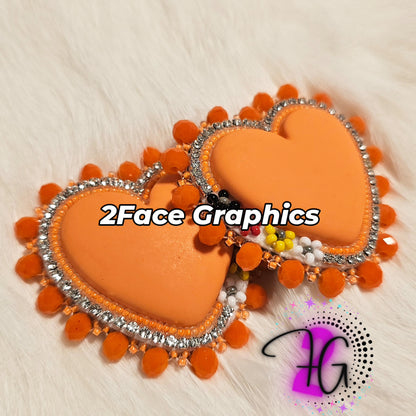Orange beaded heart