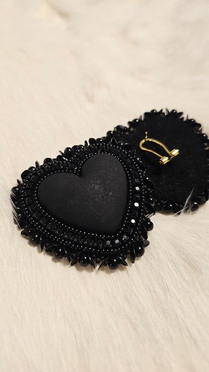 Black beaded heart