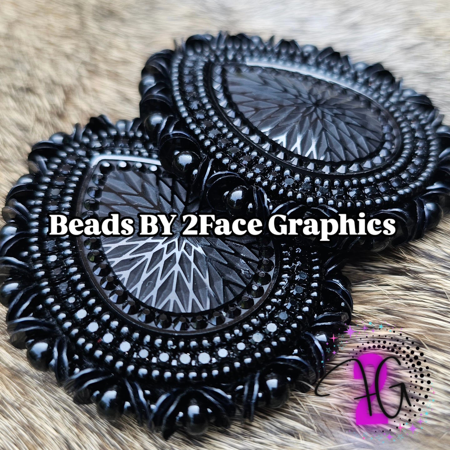 Beaded Black tear drop