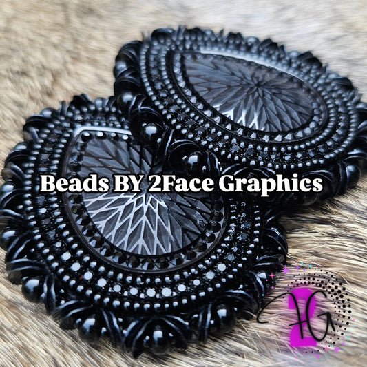 Beaded Black tear drop