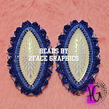 Royal blue fade with sequin white silver edging
