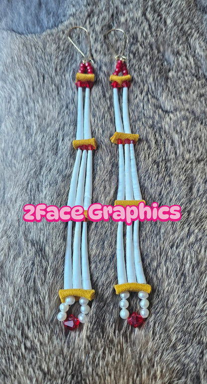 Red crystal dentalium earrings 2Face Graphics
