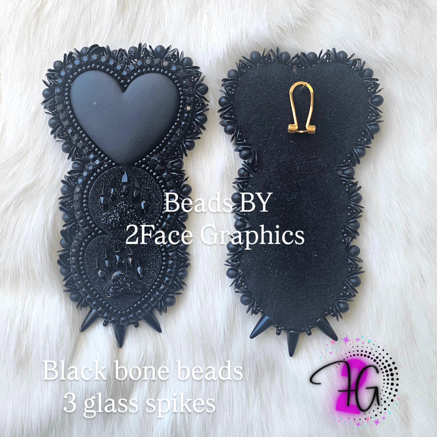 Bear claw bone beaded earrings 2Face Graphics