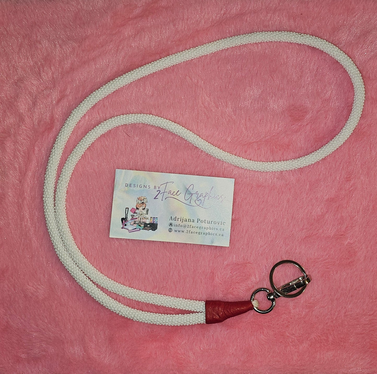 White lanyard 22" with swivel hook keychain