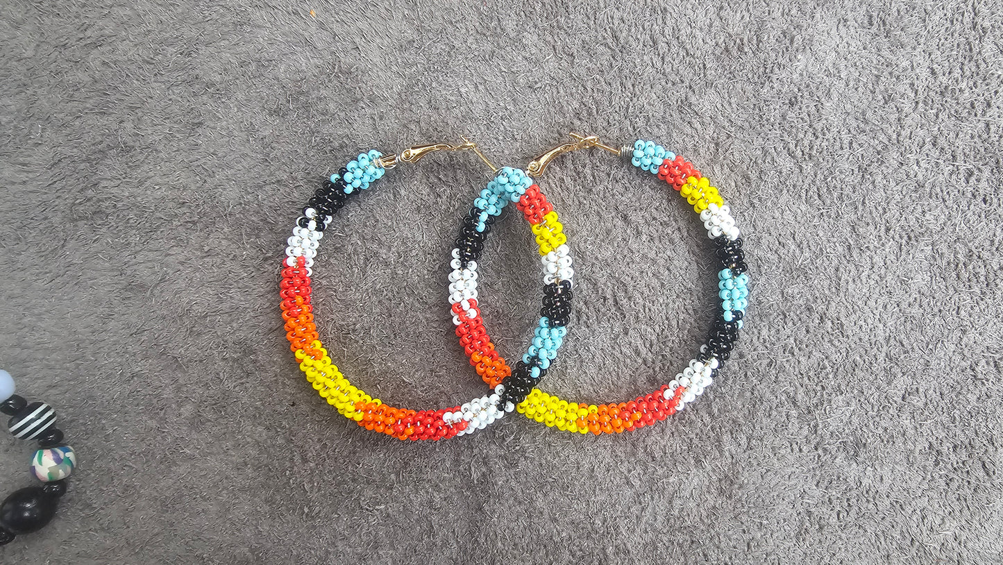 60mm Hoop beaded earrings 2Face Graphics