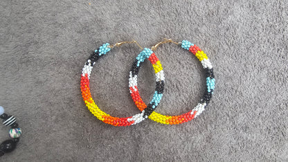 60mm Hoop beaded earrings 2Face Graphics