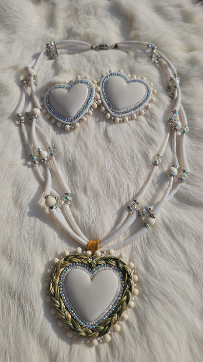 White dentalium necklace earring set