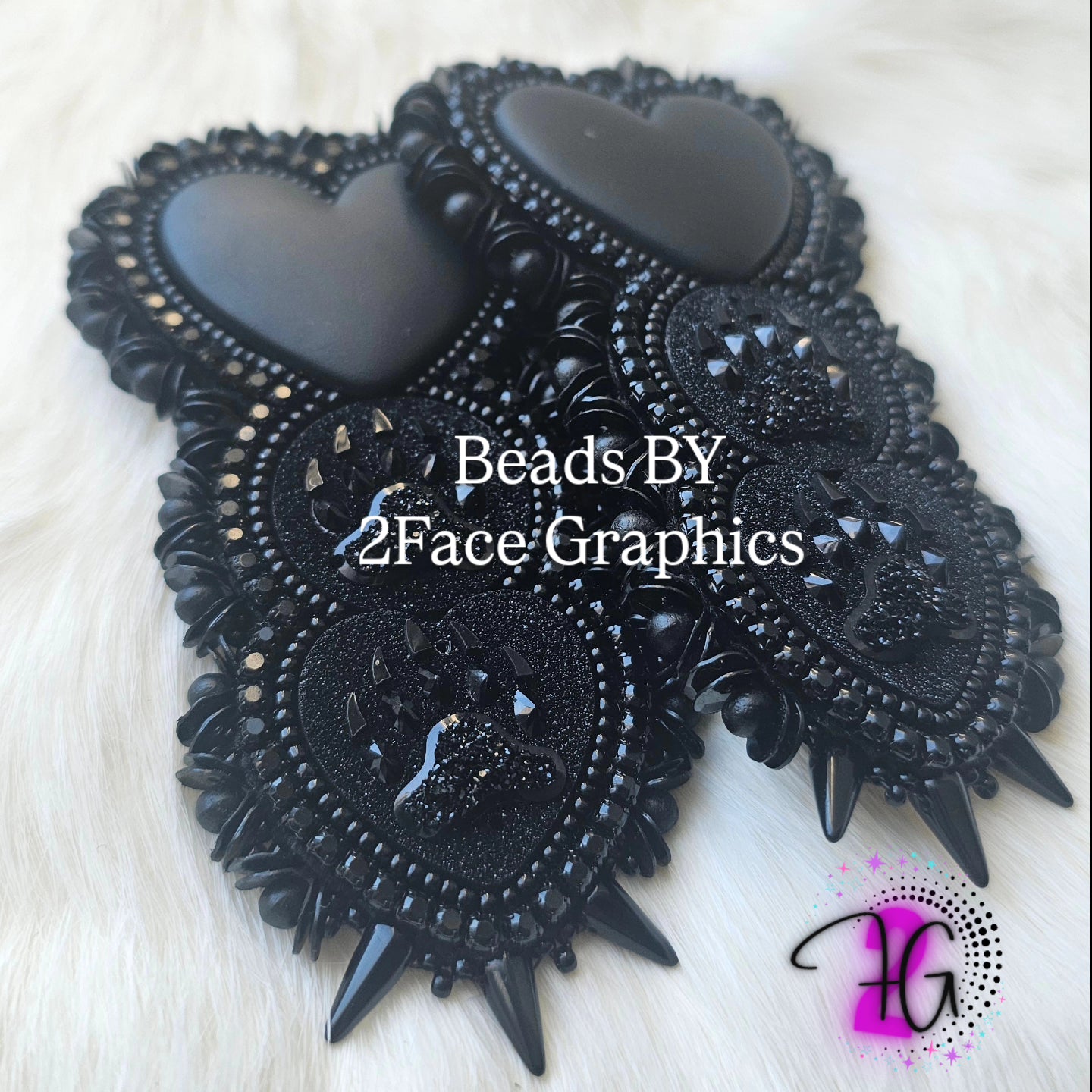Bear claw bone beaded earrings 2Face Graphics