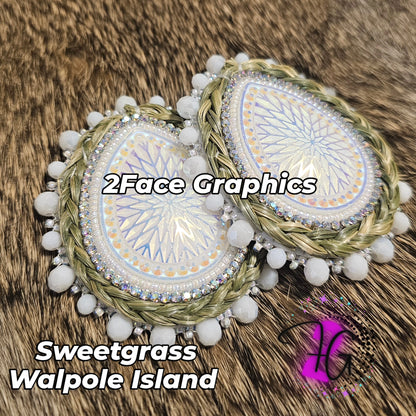 Sweetgrass teardrop beaded earrings AB crystal