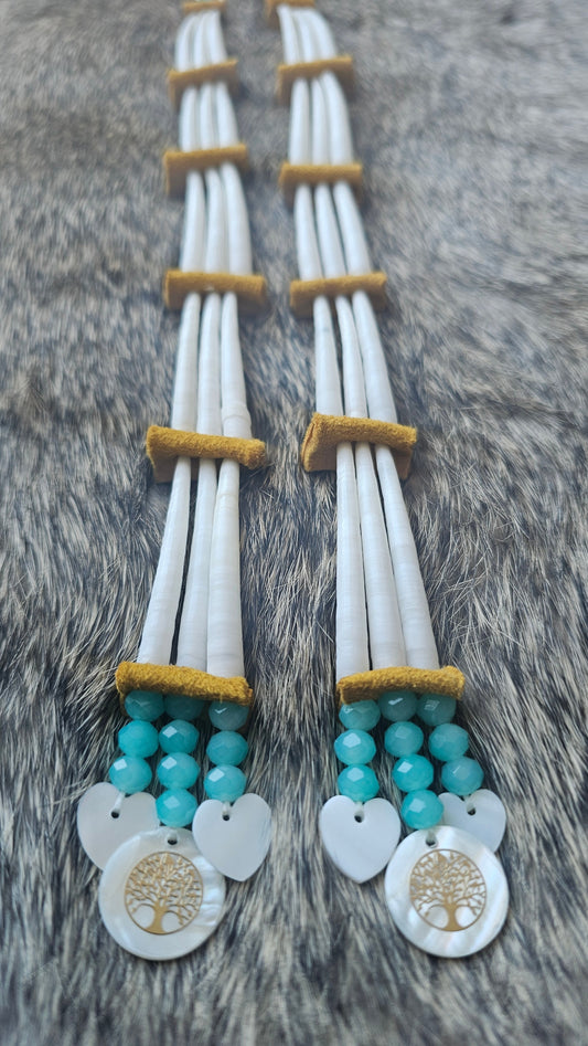 Turquoise dentalium earrings 2Face Graphics