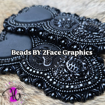 Black rhinestone black beads,black heart,bear claw, turtle