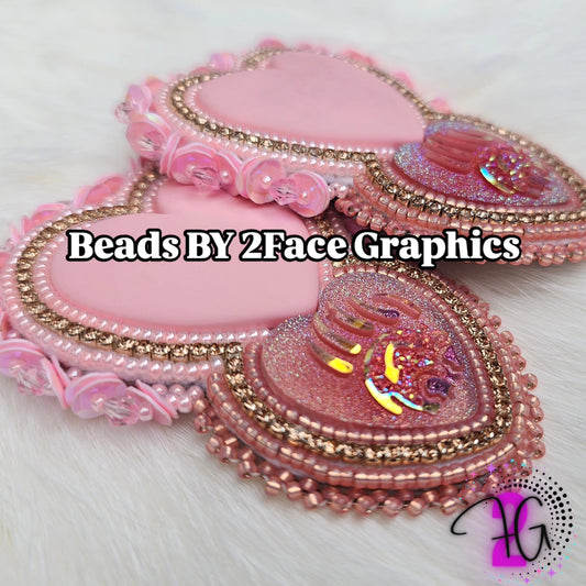 Baby pink,pink sequin edging and dark pink sparkling bear claw