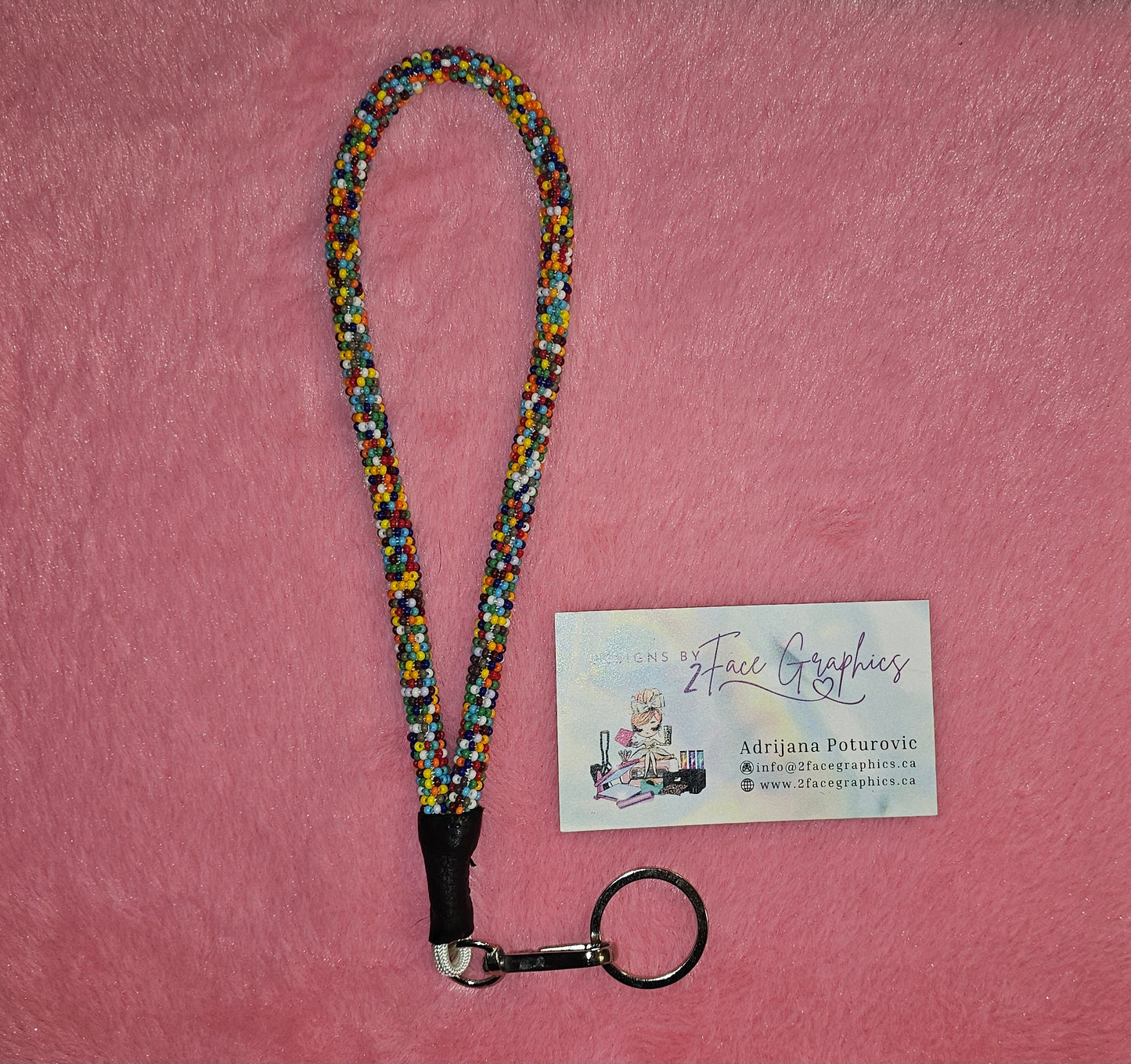 Multi color beaded wristlet keychain