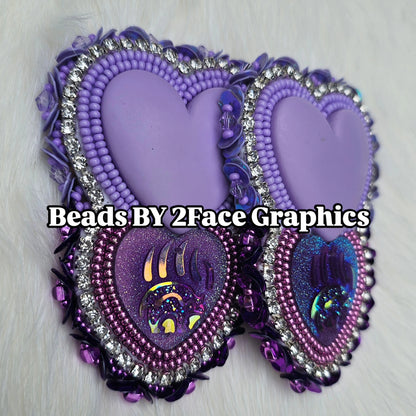 Lilac heart with purple sparkling bear claw